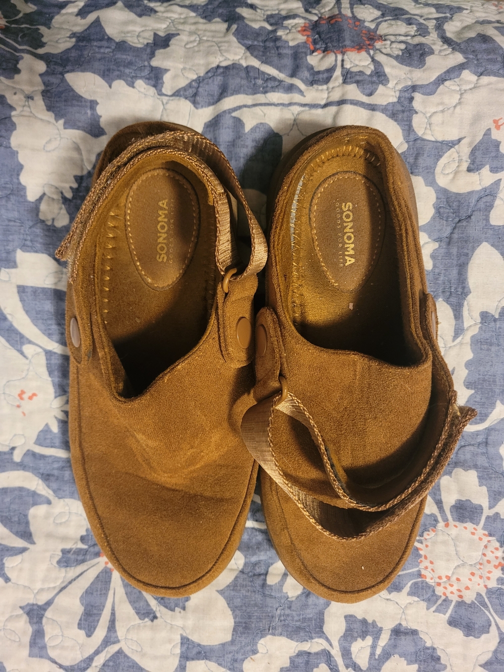 Sonoma Men's Brown Suede Slip-On Shoes with Back Strap